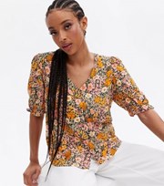 New Look Pink Floral Button Front Blouse